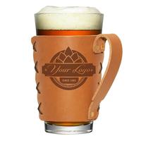 Genuine Leather Pint Sleeve with Handle - Made in the USA